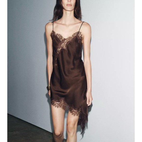 NWT ZARA ZW COLLECTION ASYMMETRIC LACE DRESS - Picture 7 of 14